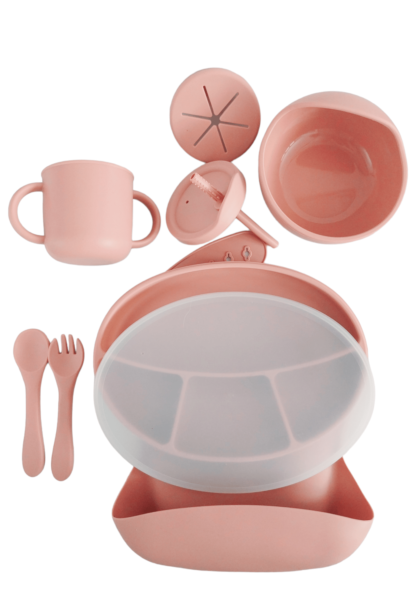 Set di stoviglie in Silicone morbido per bambini piatti per l'alimentazione  del bambino piatto ventosa ciotola bavaglini cucchiaio forchetta Set  stoviglie antiscivolo per bambini senza BPA